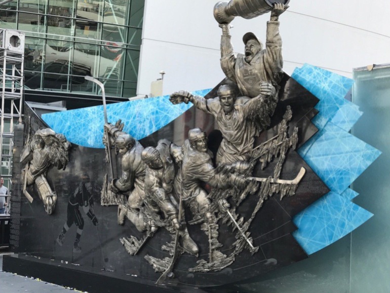 Bronze, glass, and granite sculpture for LA Kings 50th Anniversary by artist